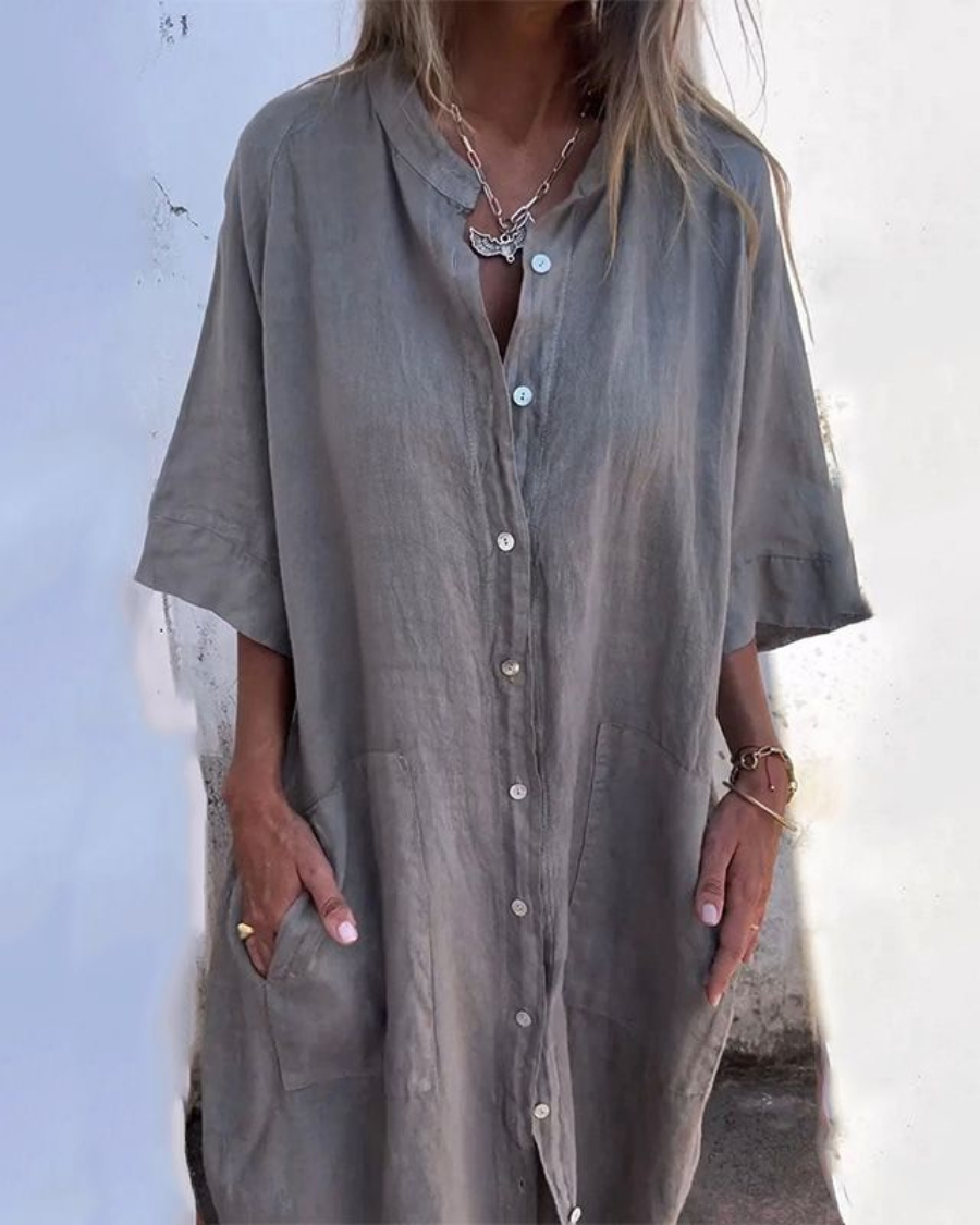 Agda™ – Ledig skjortklänning i Ibiza-stil