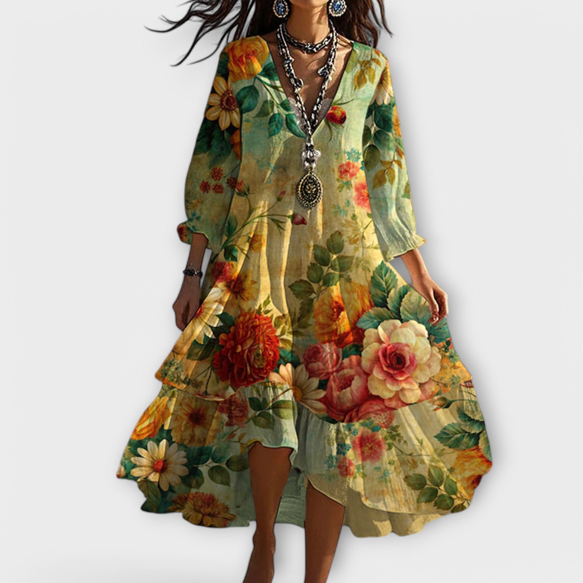 Marina™ – Vintage klänning med blommönster