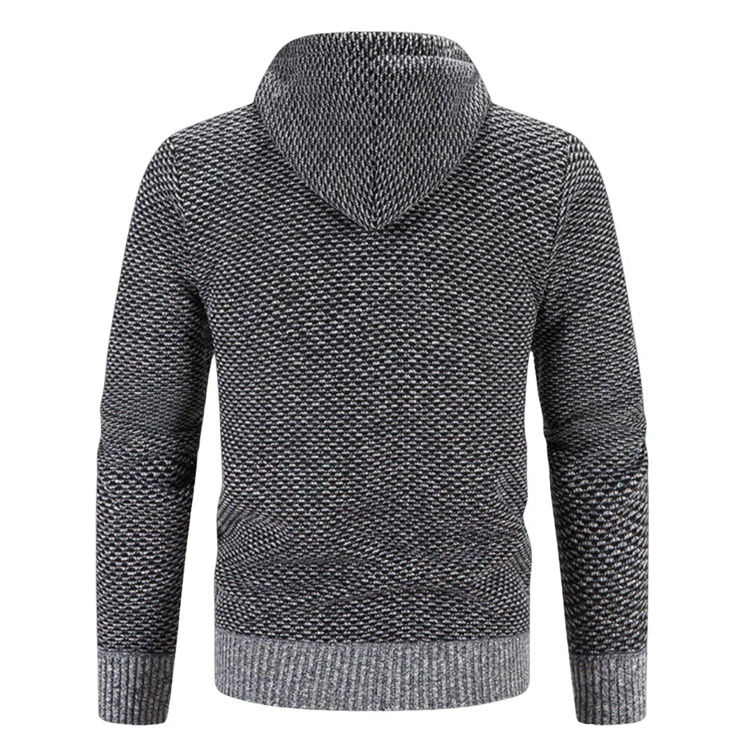 Nils™ – Stickad hoodie med värmande fleece