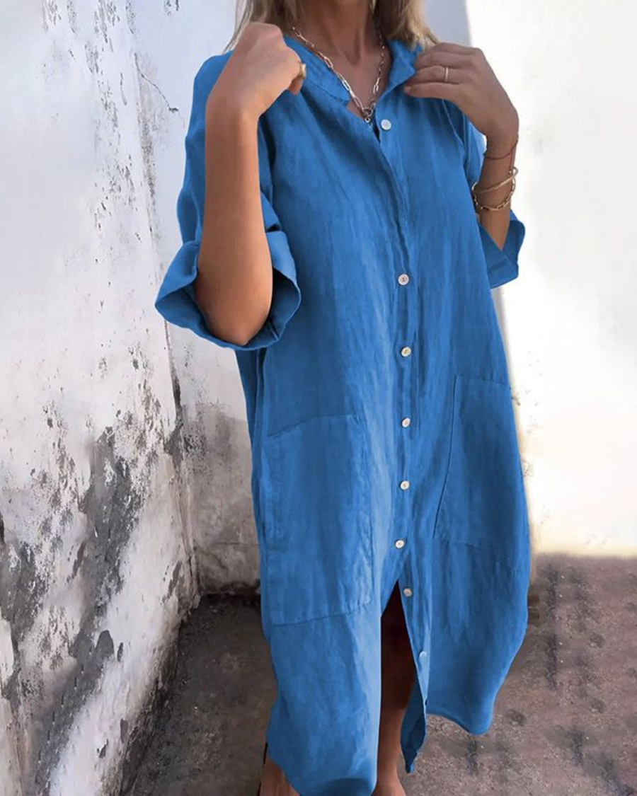 Agda™ – Ledig skjortklänning i Ibiza-stil