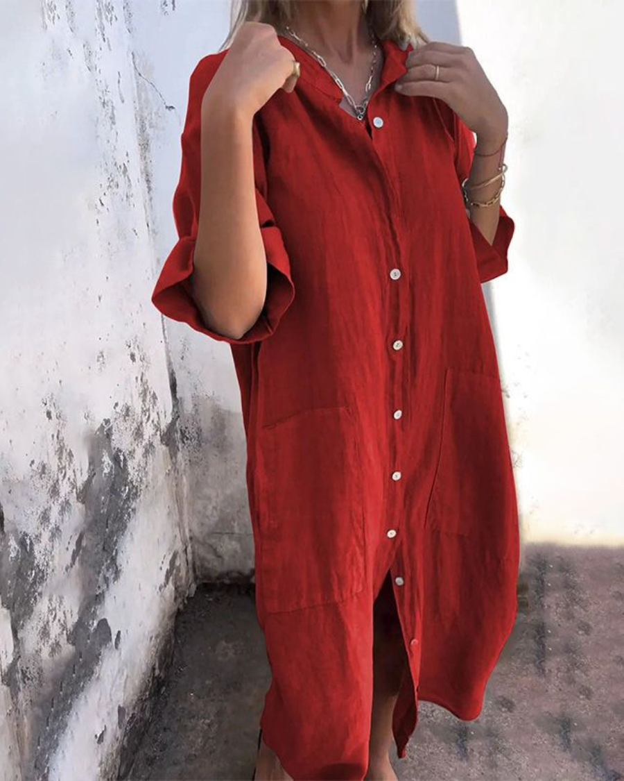 Agda™ – Ledig skjortklänning i Ibiza-stil