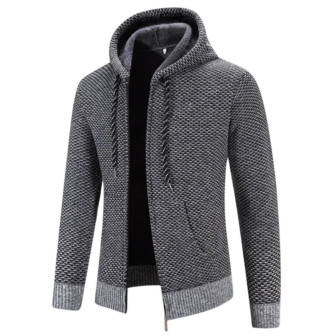 Nils™ – Stickad hoodie med värmande fleece