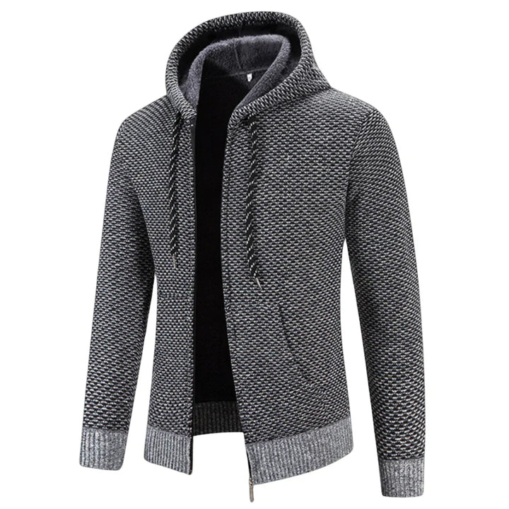 Nils™ – Stickad hoodie med värmande fleece