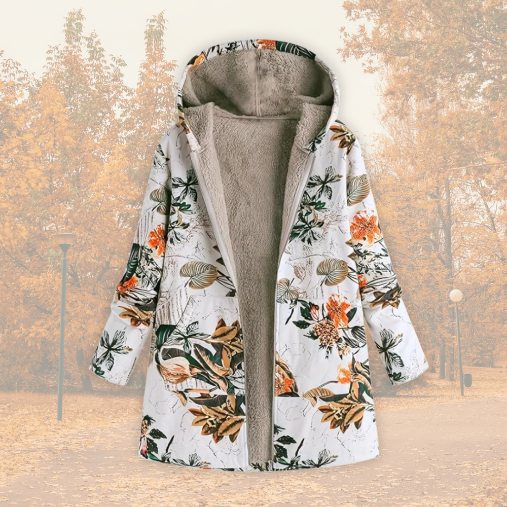 Solveig™ – Blommig och Varm Höstjacka med Fleecefoder