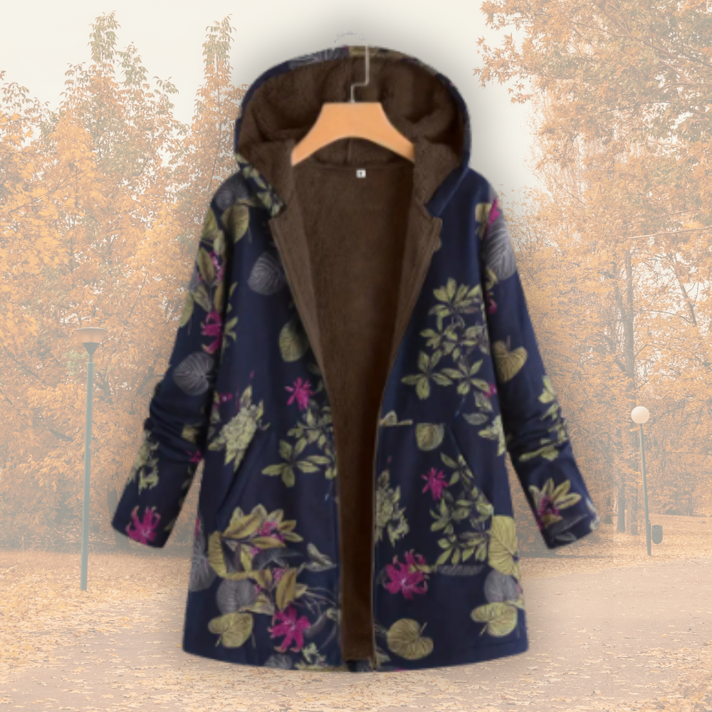 Solveig™ – Blommig och Varm Höstjacka med Fleecefoder