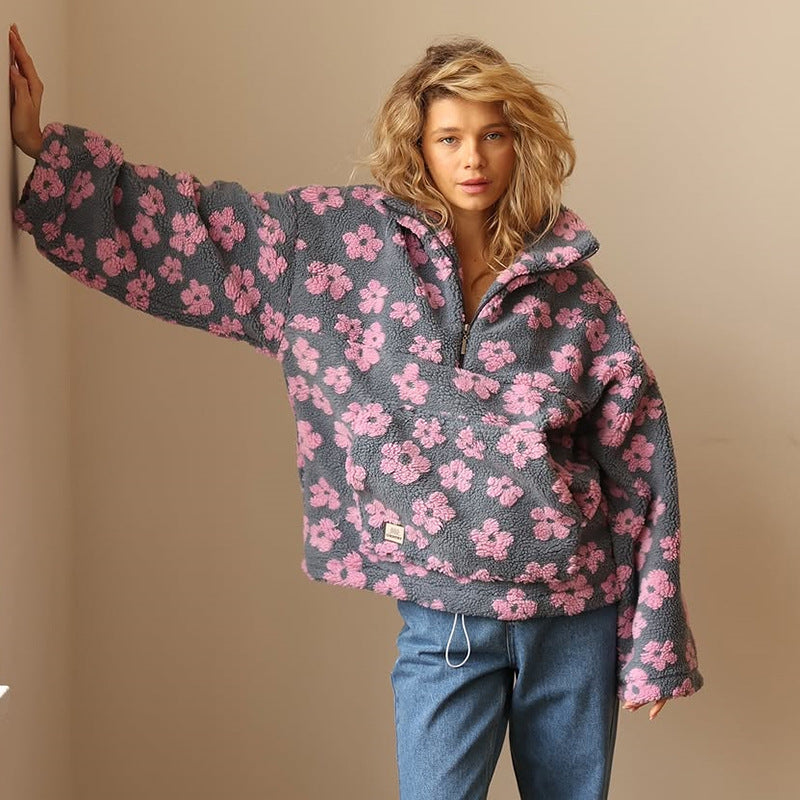Sissela™ – Mysig fleece-tröja med retro blomprint