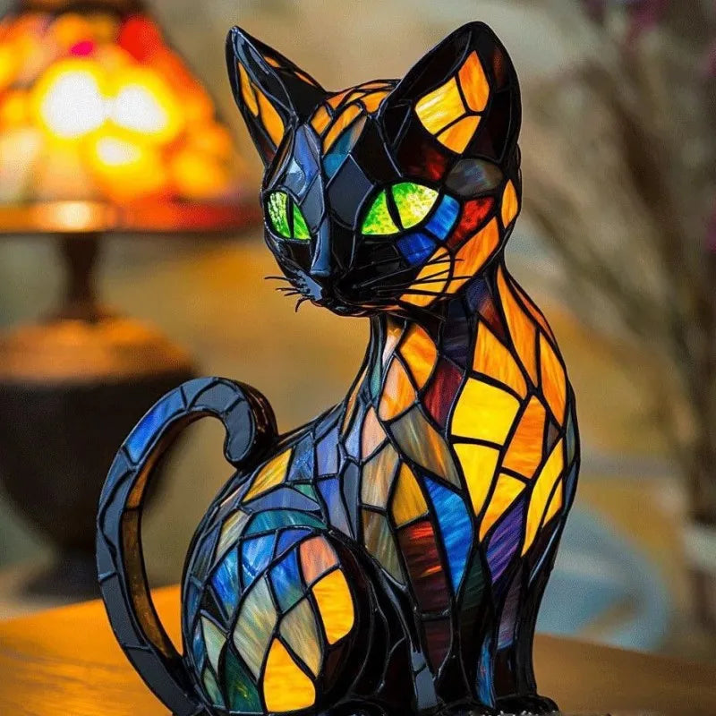 Bella™ | Förtrollande kattlampa i färgat glas