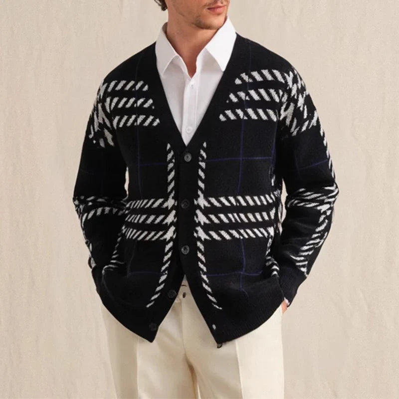 Thure™ – Geometrisk Stickad Cardigan med Karaktär