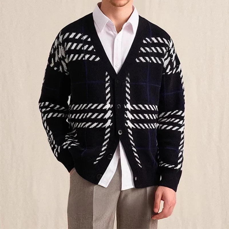 Thure™ – Geometrisk Stickad Cardigan med Karaktär