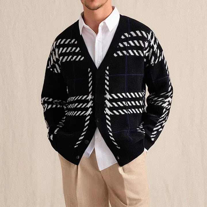 Thure™ – Geometrisk Stickad Cardigan med Karaktär