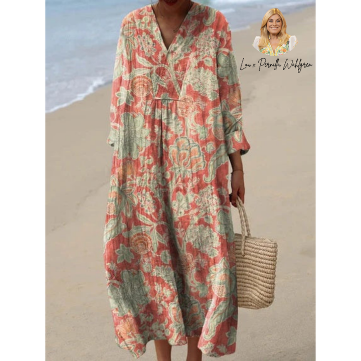 Lovisa™ – Vintage blommig maxiklänning med 3/4-ärm